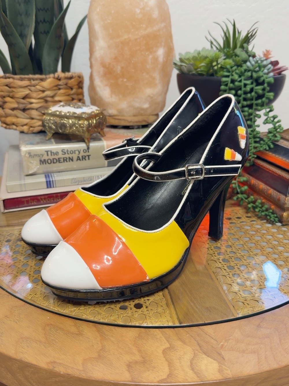 Funtasma Candy Corn Patent Mary Jane Platform Heels Halloween Size 8.5